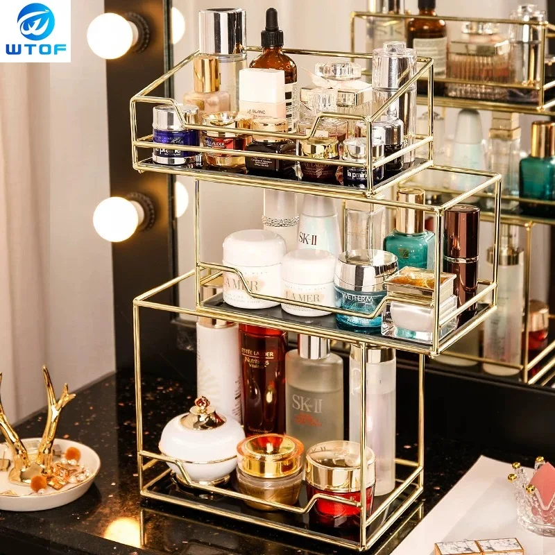 Nordic Rotating Cosmetic Desktop Storage Box Transparent Makeup Organizer 2 Tiers Glass Tray Dressing Table Finishing Rack
Nordic Rotating Cosmetic Desktop Storage Box Transparent Makeup Organizer 2 Tiers Glass Tray Dressing Table Finishing Rack