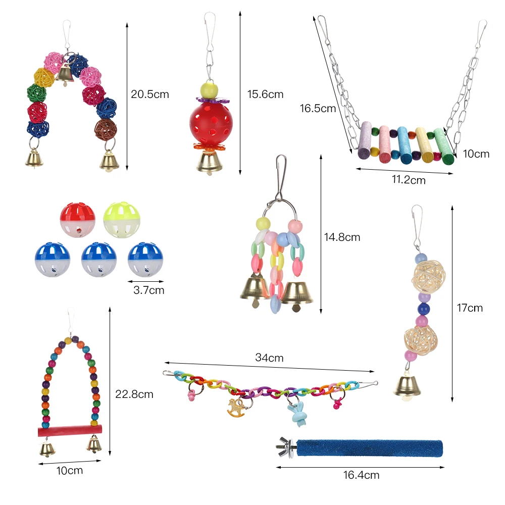 12pcs Combination Parrot Toy Set Bird Articles Parrot Bite Toys Parakeet Interesting Swing Ball Bell Standing Training Toys
12pcs Combination Parrot Toy Set Bird Articles Parrot Bite Toys Parakeet Interesting Swing Ball Bell Standing Training Toys