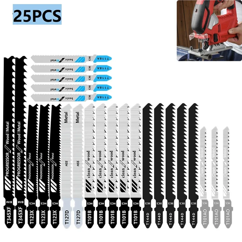 25PCS Jig Saw Blade T Shank Jigaw Blade For Plastic Wood Metal High Carbon Jigsaw Blade Metal Fine Tooth Middle Tooth Saw Blade
25PCS Jig Saw Blade T Shank Jigaw Blade For Plastic Wood Metal High Carbon Jigsaw Blade Metal Fine Tooth Middle Tooth Saw Blade