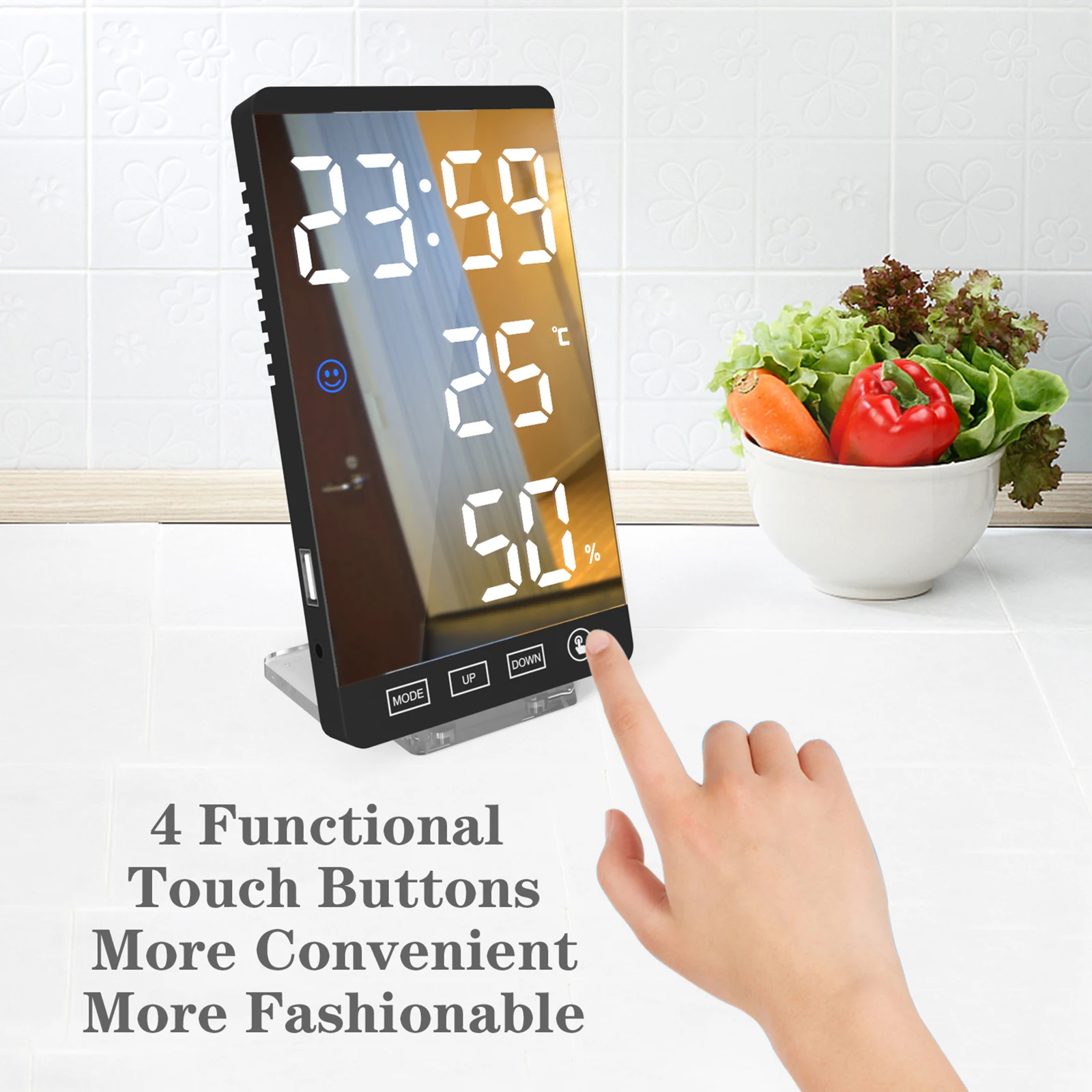 Новый 6-дюймовый светодиодный Будильник Повтор Календарь термометр дисплей