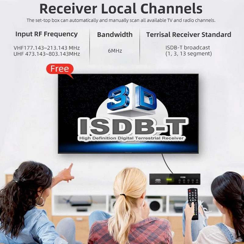 Полный 1080P ISDB-T декодер цифровой наземный ТВ приемник для Чили Бразилии Перу VHF/UHF