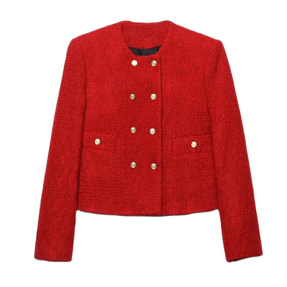 Autumn Women's Red Blended Fabric Round Neck Single-Breasted Long-Sleeved Loose Short Jacket Elegant Christmas Classic Style
Autumn Women's Red Blended Fabric Round Neck Single-Breasted Long-Sleeved Loose Short Jacket Elegant Christmas Classic Style