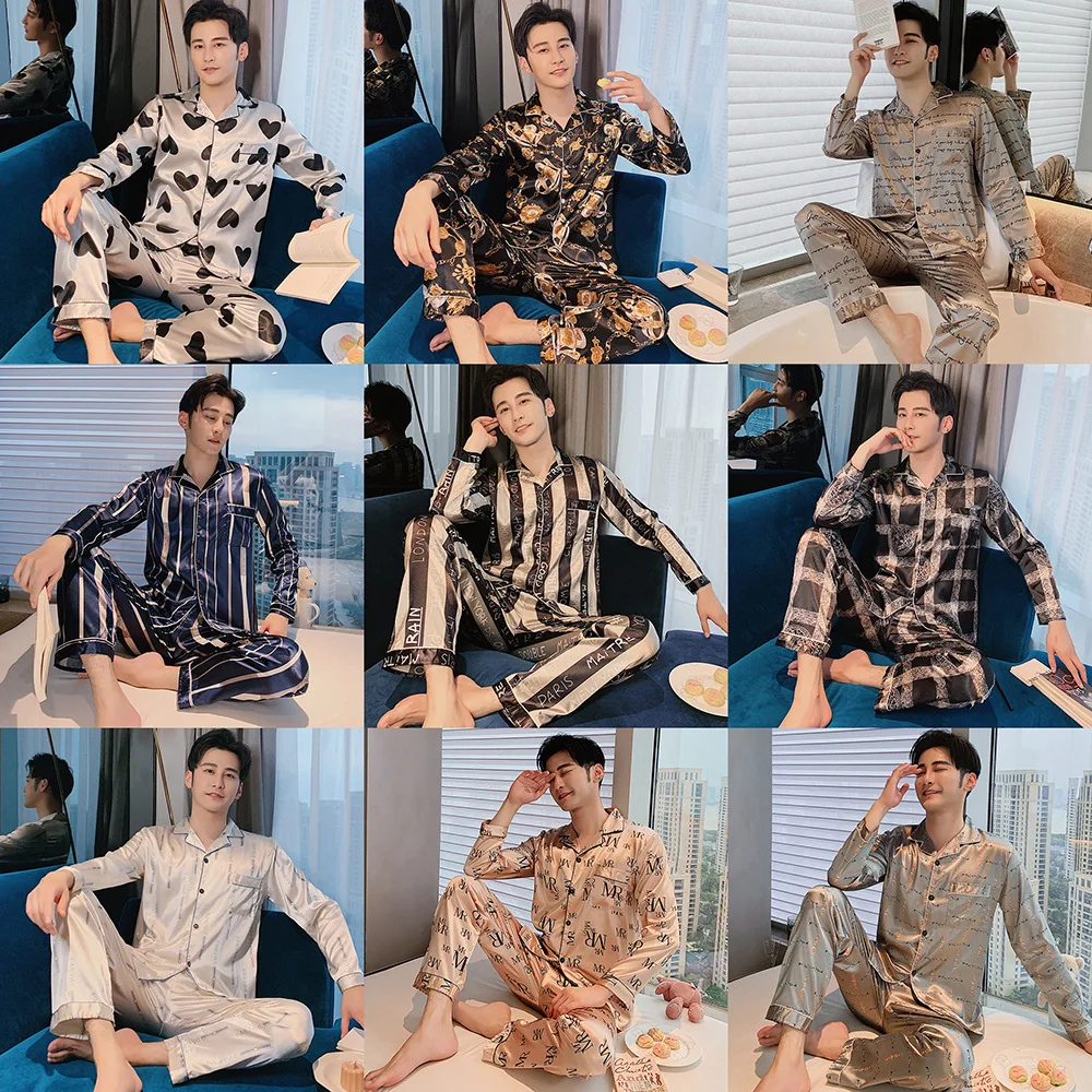 Autumn New Men's Pajamas Imitation Silk Ice Silk Men's Long Sleeve Thin Home Wear Leisure Suit Men Nightwear Pajama Sleepwear
Autumn New Men's Pajamas Imitation Silk Ice Silk Men's Long Sleeve Thin Home Wear Leisure Suit Men Nightwear Pajama Sleepwear