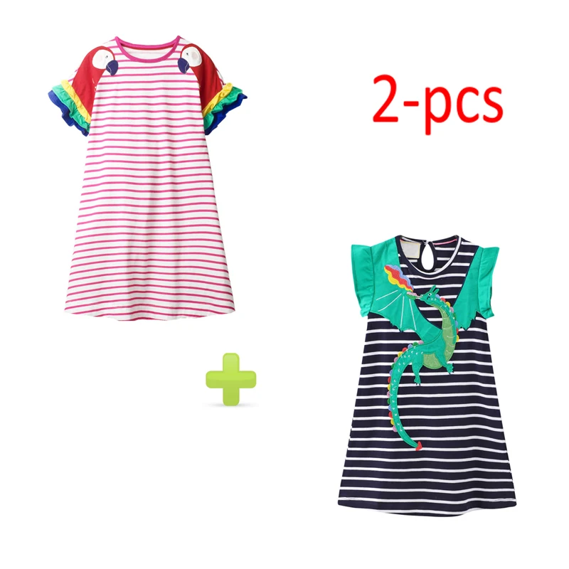 Jumping Meters Breathable Girls with Cute Parrot Pattern Cotton Kids Summer Multicolor Short Sleeve Dress for Stripe Skirt 2-pcs
Jumping Meters Breathable Girls with Cute Parrot Pattern Cotton Kids Summer Multicolor Short Sleeve Dress for Stripe Skirt 2-pcs