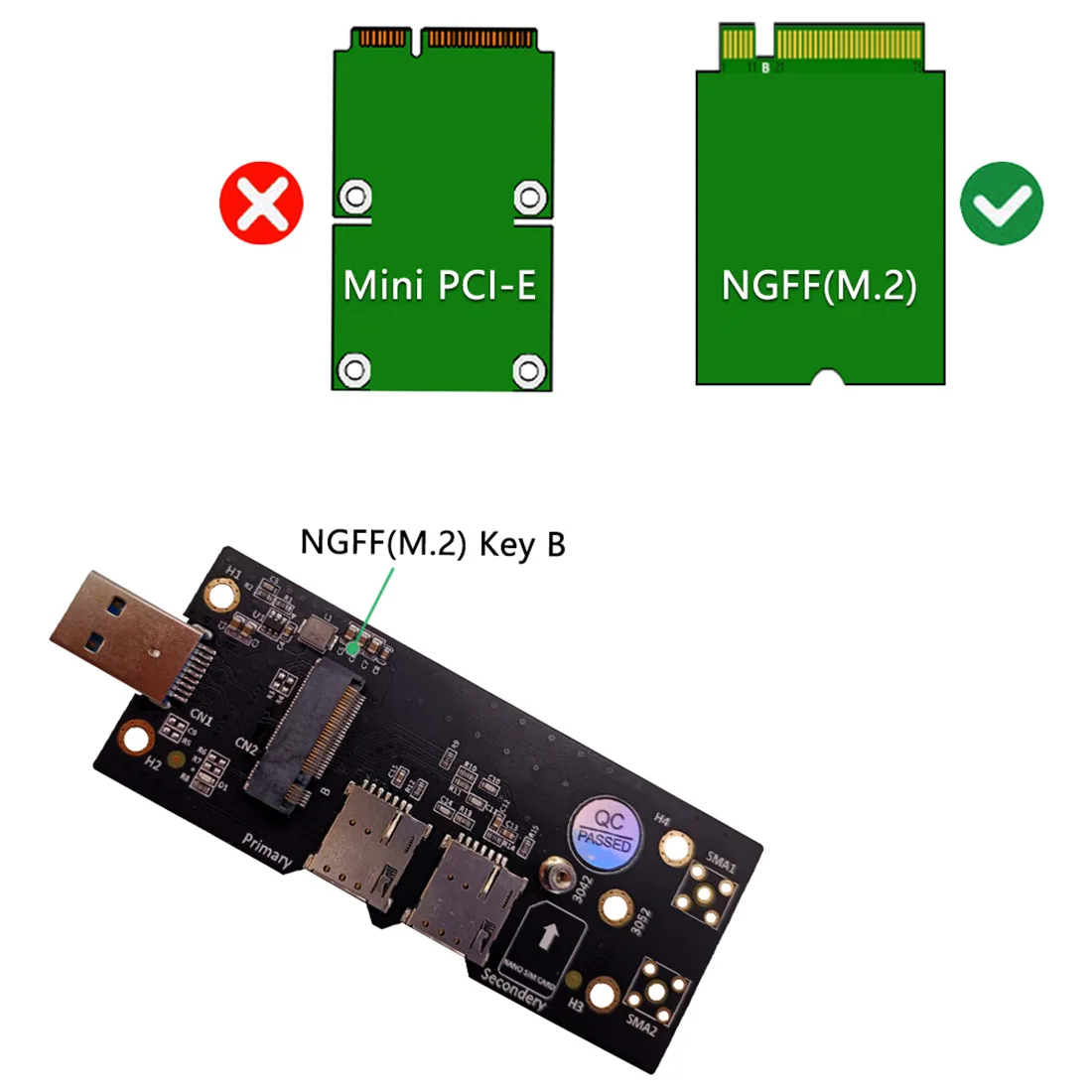 XT-XINTE for NGFF M.2 to USB 3.0 Adapter Converter Card Expansion Raiser with Dual NANO SIM card Slot for 3G/4G/5G
XT-XINTE for NGFF M.2 to USB 3.0 Adapter Converter Card Expansion Raiser with Dual NANO SIM card Slot for 3G/4G/5G
