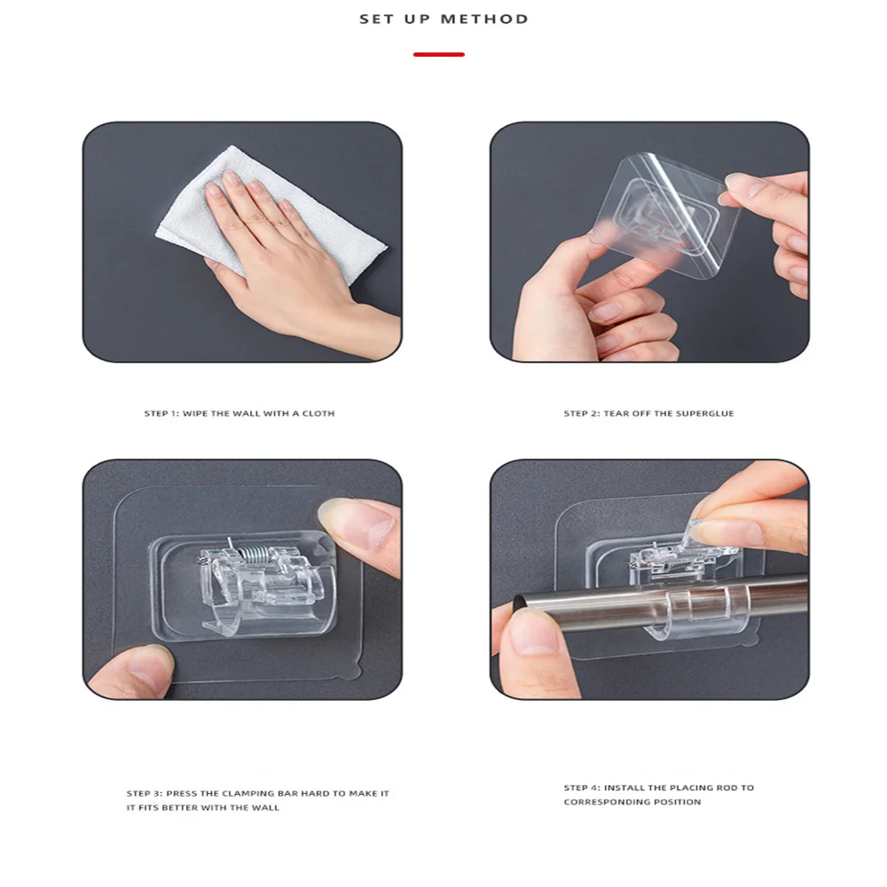 2pcs Nail Free Adjustable Curtain Rod Holder Clamp Hooks Rod Bracket Holders Adhesive Wall Curtain Fixed Clip Hanging Rack Hook
2pcs Nail Free Adjustable Curtain Rod Holder Clamp Hooks Rod Bracket Holders Adhesive Wall Curtain Fixed Clip Hanging Rack Hook