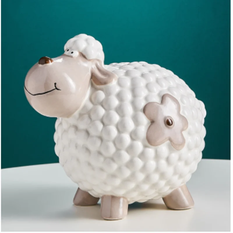 

Things For Home Ceramic Figurines Sheep Piggy Bank For Money Box Decorative Home Objects For The Home Ornaments Bedroom Decor