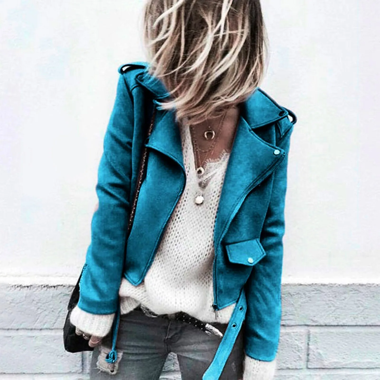 Fashion Women's Casual Autumn Solid Colors Long Sleeve Faux Suede Slim Zippers Coat Short Motorcycle Jacket Outwear
Fashion Women's Casual Autumn Solid Colors Long Sleeve Faux Suede Slim Zippers Coat Short Motorcycle Jacket Outwear
