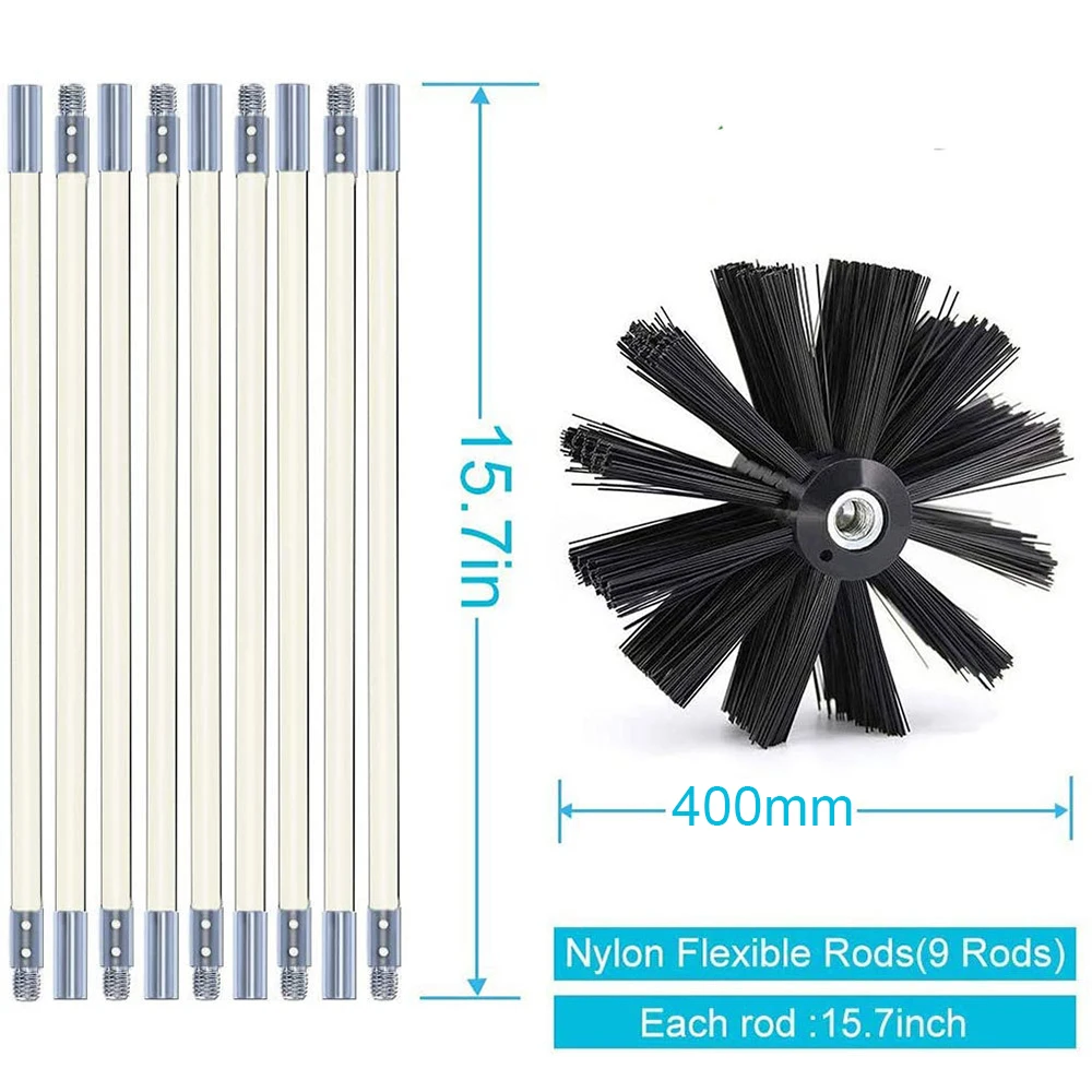Soot Flexible Flue Brush Cleaning Rod Black + White Chimney Sweep Highly elastic 1*Brush 9*Rod Chimney Brush Kit
Soot Flexible Flue Brush Cleaning Rod Black + White Chimney Sweep Highly elastic 1*Brush 9*Rod Chimney Brush Kit