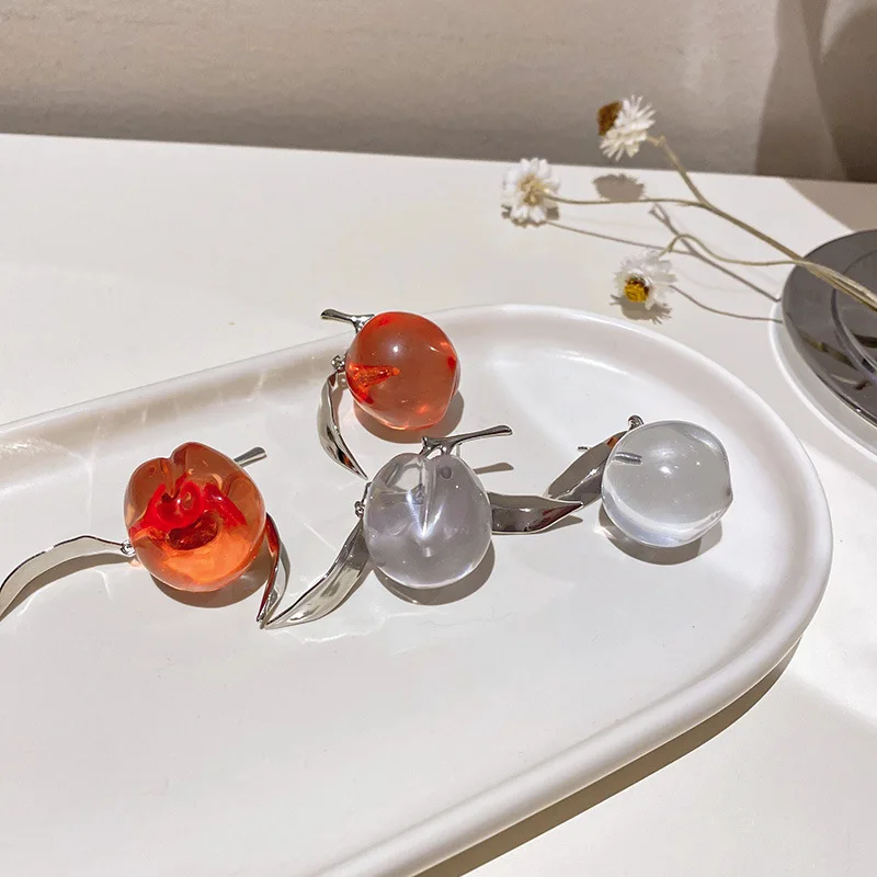 Asymmetric Red/Clear Peach Stud Earrings For Women New Trendy Persimmon Fruit Jewelry Wholesale
Asymmetric Red/Clear Peach Stud Earrings For Women New Trendy Persimmon Fruit Jewelry Wholesale