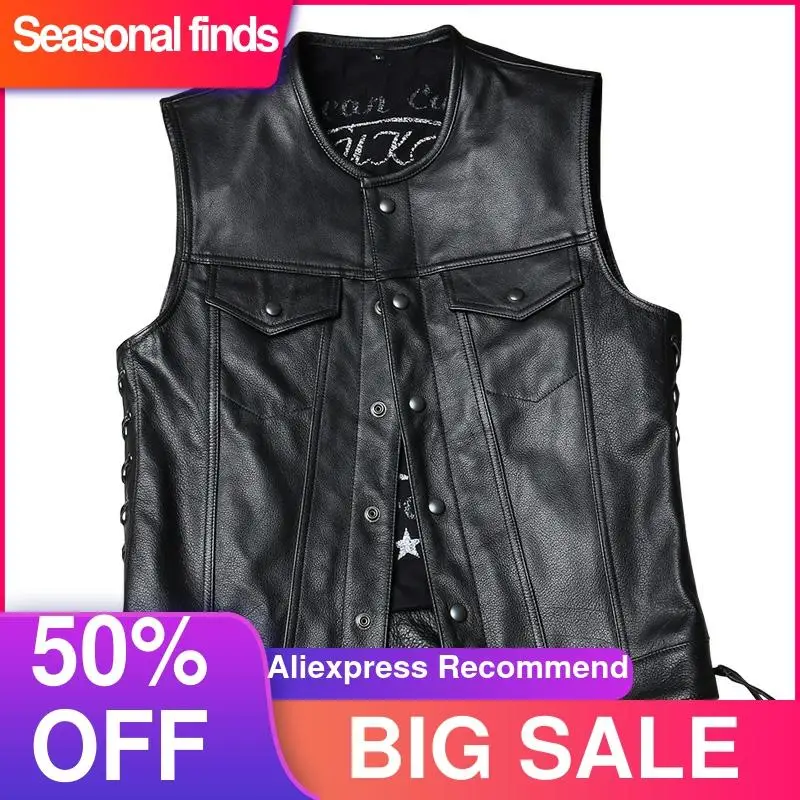 2021 Black Slim Fit Biker's Leather Vest Men Single Breasted Plus Size XXXXL Genuine Cowhide Spring Motorcycle Leather Coat
2021 Black Slim Fit Biker's Leather Vest Men Single Breasted Plus Size XXXXL Genuine Cowhide Spring Motorcycle Leather Coat
