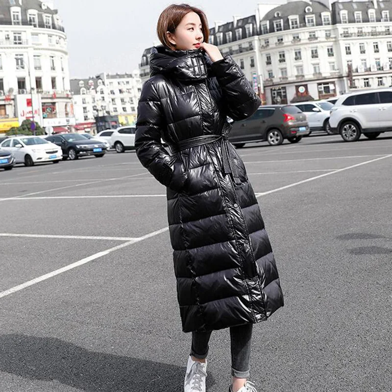 Over Knee Long Down Jacket Women Winter Slim Hooded Glossy White Duck Down Coat Female Thick Warmth Parka Coat Black Jacket
Over Knee Long Down Jacket Women Winter Slim Hooded Glossy White Duck Down Coat Female Thick Warmth Parka Coat Black Jacket