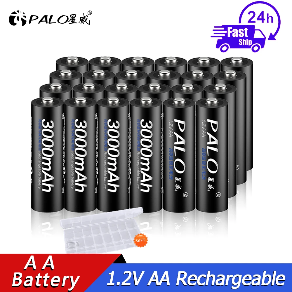 Hot Sale PALO 100% Original 1.2V AA Rechargeable Batteries 3000mAh Ni-MH AA Rechargeble Battery for Camera Anti-dropping Toy Car
Hot Sale PALO 100% Original 1.2V AA Rechargeable Batteries 3000mAh Ni-MH AA Rechargeble Battery for Camera Anti-dropping Toy Car