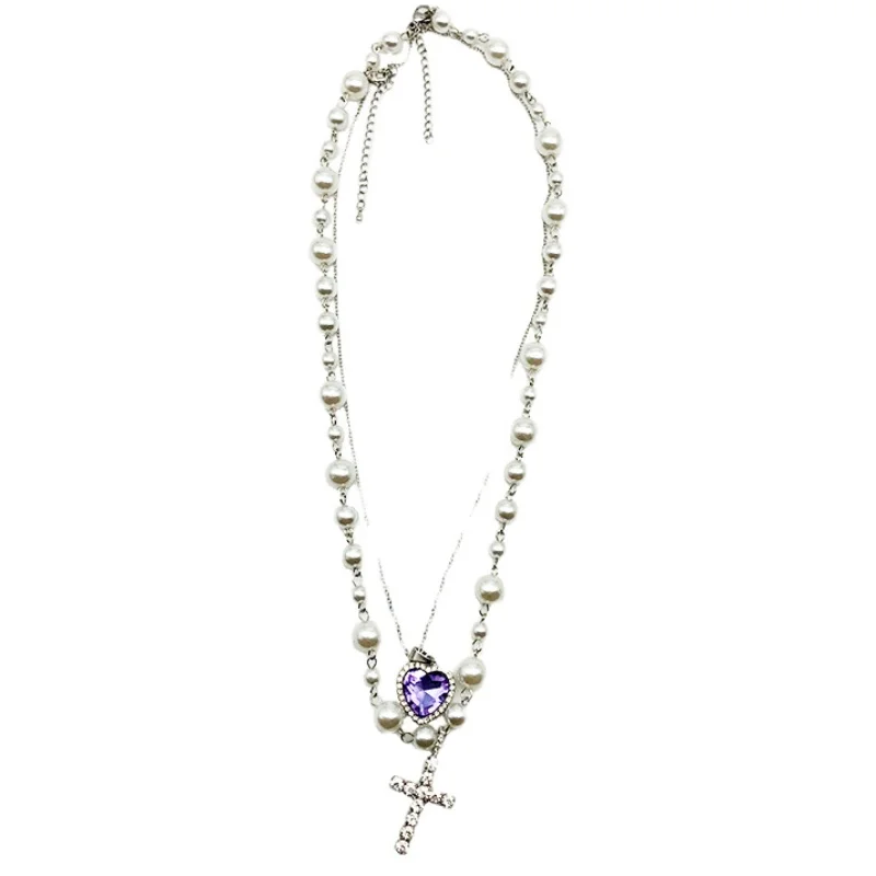 SexMara 2021 New Trend Hip Hop Punk Metal Pearl Cross Chain Stitching Double Layer Heart Necklace For Women Girl Party Jewelry
SexMara 2021 New Trend Hip Hop Punk Metal Pearl Cross Chain Stitching Double Layer Heart Necklace For Women Girl Party Jewelry