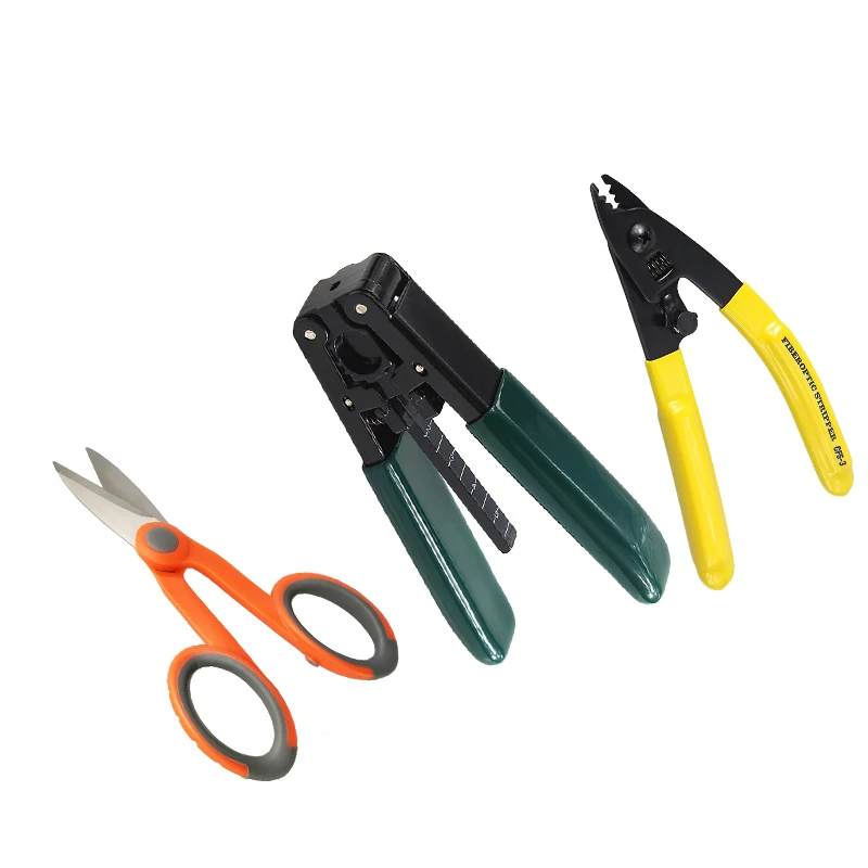 

3 in1Splice Fiber Optic Tool Kits CFS-3 Fiber Optic Stripper+FTTH drop cable stripper +Fiber Optic Kevlar scissors
