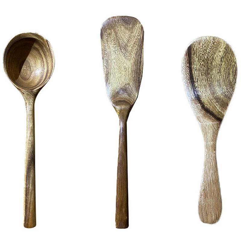 Лопатка для риса из тикового дерева с длинной ручкой, 3 предмета 
Лопатка для риса из тикового дерева с длинной ручкой, 3 предмета