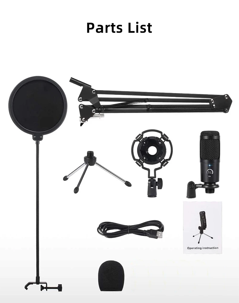 M1 PRO USB Condenser Microphone Set 192kHz/24 Bit For PC Streaming Computer And YouTube Recording With Cantilever And Tripod
M1 PRO USB Condenser Microphone Set 192kHz/24 Bit For PC Streaming Computer And YouTube Recording With Cantilever And Tripod