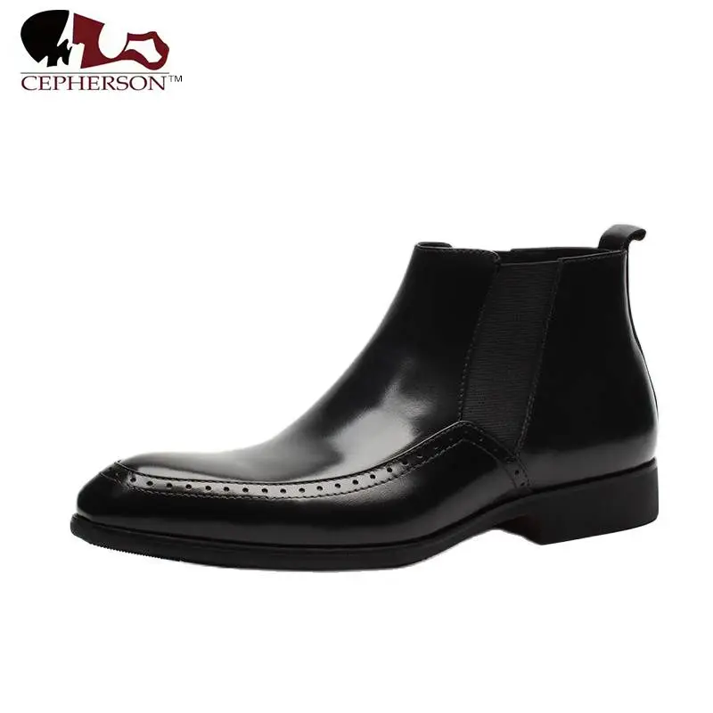 Ankle Boot for Men Chelsea Boot Pull On Style Premium Genuine Leather Carving Waterproof Outdoors Pointed Toe Block Heel
Ankle Boot for Men Chelsea Boot Pull On Style Premium Genuine Leather Carving Waterproof Outdoors Pointed Toe Block Heel