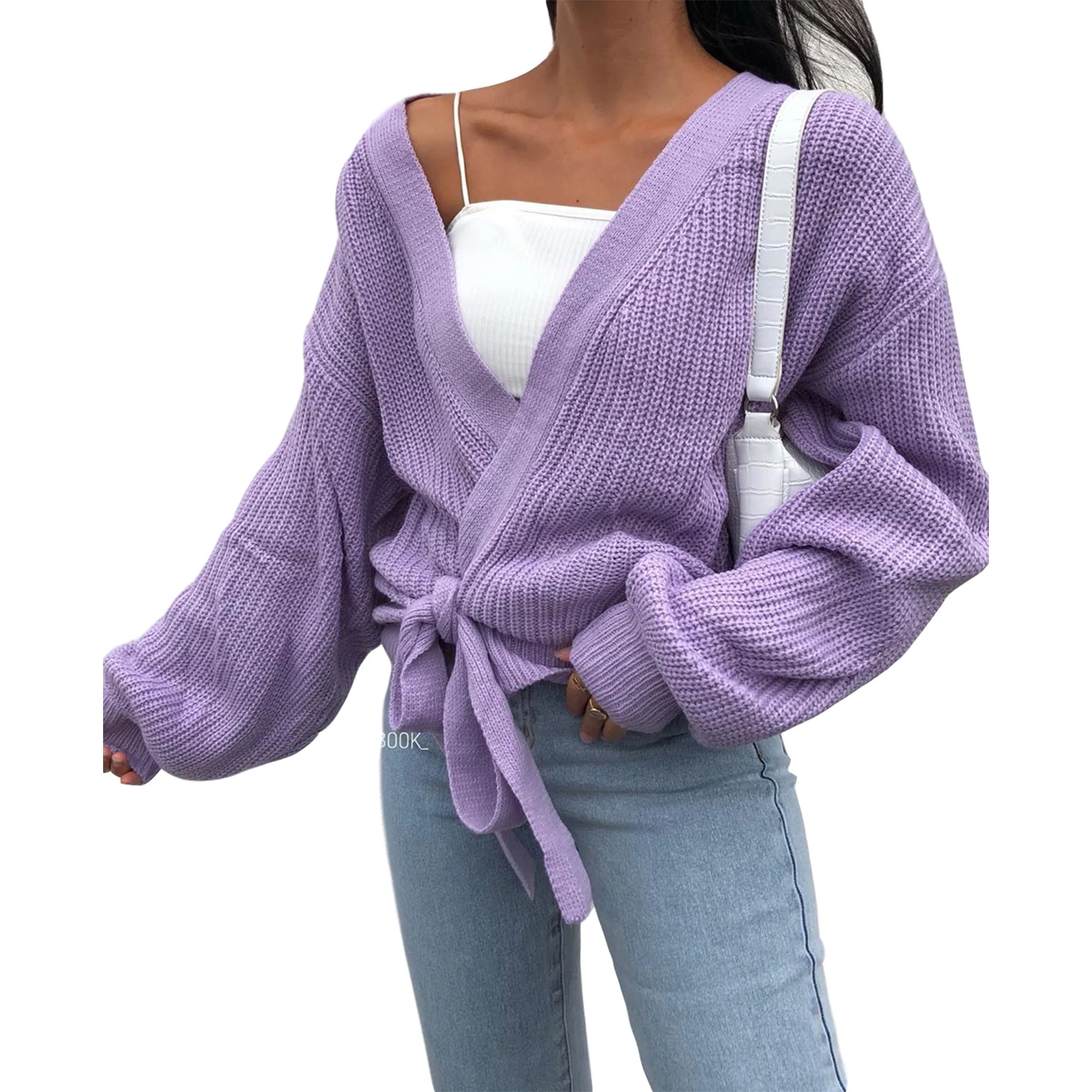 Женский Осенний вязаный свитер, однотонный вязаный пуловер с V-образным вырезом и бантом, Свободный кардиган с рукавом-латте, Женская куртка
Женский Осенний вязаный свитер, однотонный вязаный пуловер с V-образным вырезом и бантом, Свободный кардиган с рукавом-латте, Женская куртка