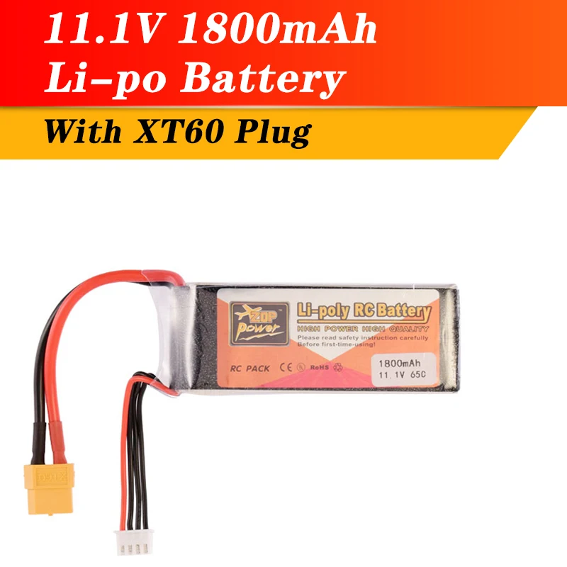 

New ZOP Power 11.1V 1800mAh 65C 3S Lipo Battery XT60 Plug Rechargeable For RC Racing Drone Helicopter Multicopter Car Model