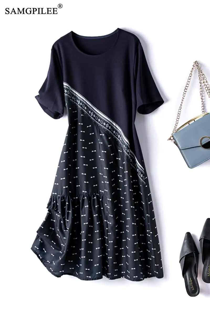 Summer Dresses For Women 2021 New Office Lady Trumpet Mermaid Patchwork Short Sleeve Knee Length Empire O-neck Woman Dress 4XL
Summer Dresses For Women 2021 New Office Lady Trumpet Mermaid Patchwork Short Sleeve Knee Length Empire O-neck Woman Dress 4XL