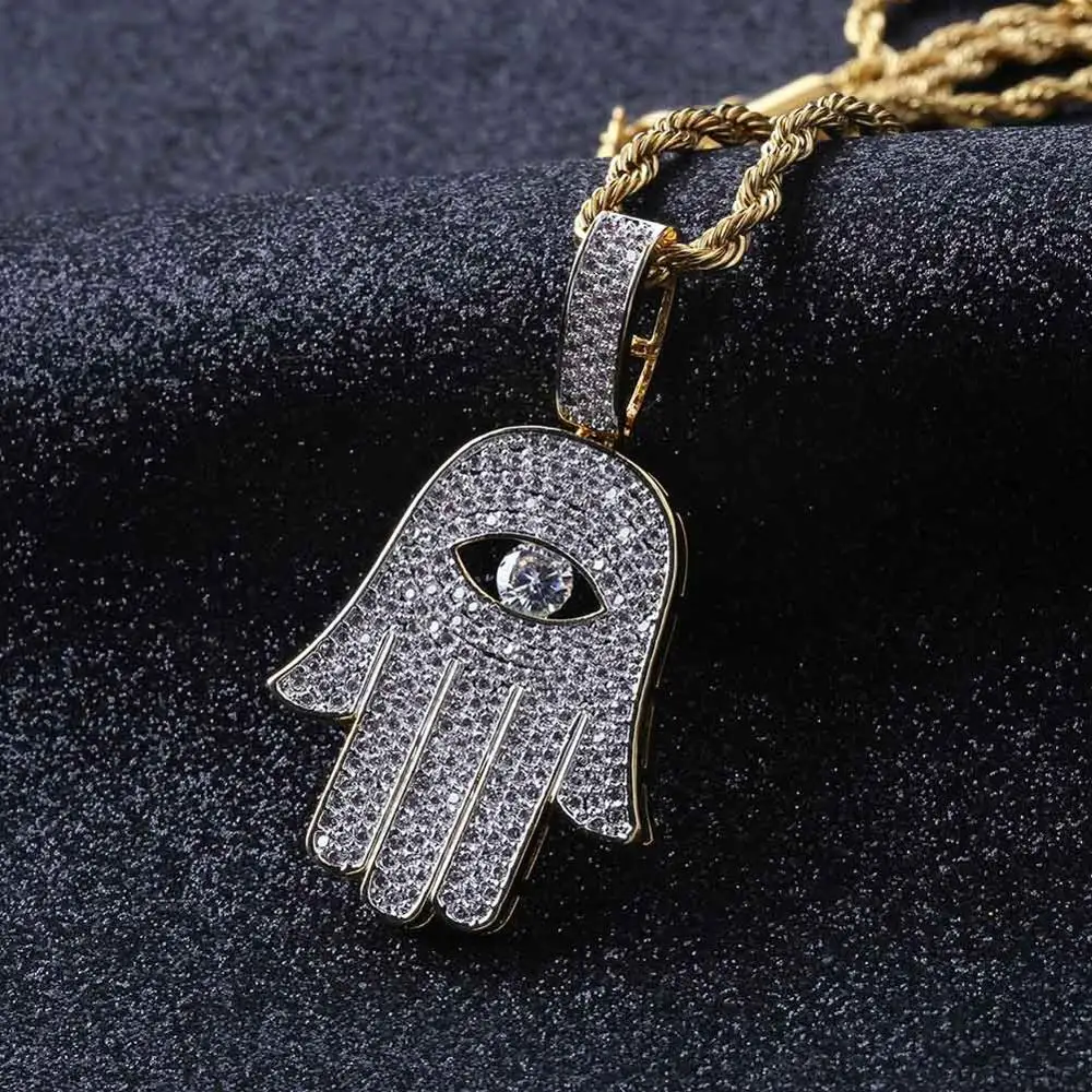 Hip Hop Micro Paved AAA Cubic Zirconia Bling Iced Out Fatima Hand Amulet Pendants Necklace for Men Rapper Jewelry Gold Color
Hip Hop Micro Paved AAA Cubic Zirconia Bling Iced Out Fatima Hand Amulet Pendants Necklace for Men Rapper Jewelry Gold Color