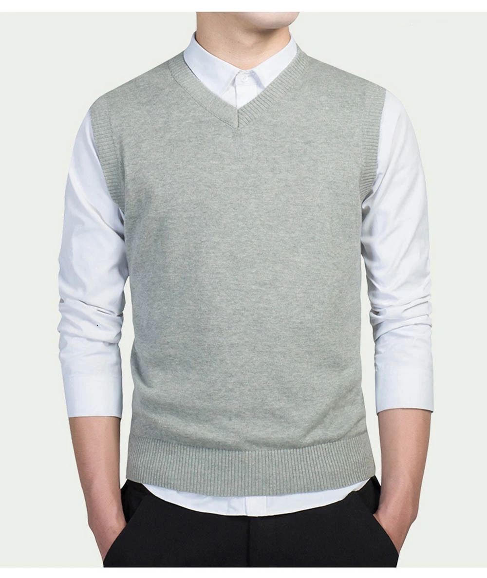 Брендовая одежда пуловер свитер для мужчин осень v-образный вырез тонкий жилет