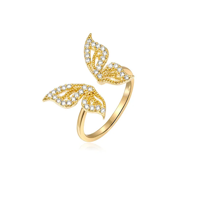 Dainty Female White Zircon Butterfly Jewelry Cute Gold Color Open Engagement Rings For Women Charm Wedding Valentines Day Gifts 
Dainty Female White Zircon Butterfly Jewelry Cute Gold Color Open Engagement Rings For Women Charm Wedding Valentines Day Gifts