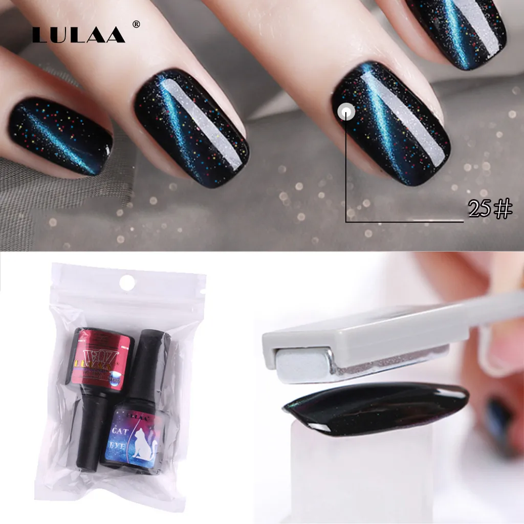 fashion Cat Eye Gel Nail Polish+Black Polish UV LED nail art decorations glitter Semi Permanent Set Shiny professional | Красота и