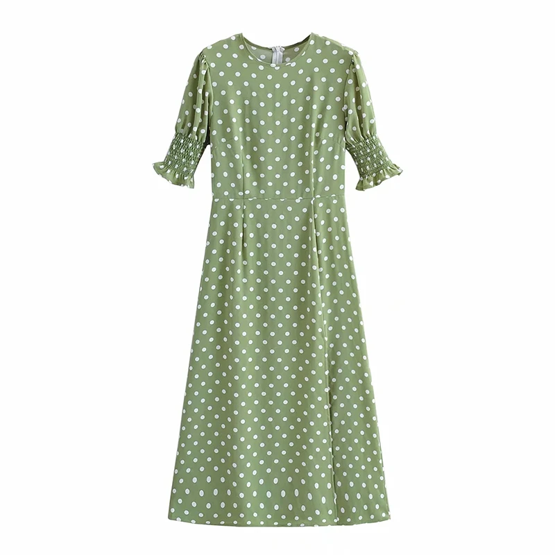 Платье-миди с круглым вырезом, коротким рукавом и принтом вокруг шеи
Платье-миди с круглым вырезом, коротким рукавом и принтом вокруг шеи