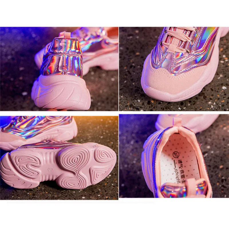 Laser Glitter Womens Chunky Sneakers Fashion Women Platform Lace Up Pink Vulcanize Sports Shoes Female Trainers Tennis Shoes
Laser Glitter Womens Chunky Sneakers Fashion Women Platform Lace Up Pink Vulcanize Sports Shoes Female Trainers Tennis Shoes