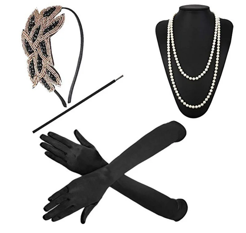 Beaded Flapper Headband Leaf Vintage 1920s Inspired Hairband Hair Accessory Black Gold 4Pcs Gatsby Accessories
Beaded Flapper Headband Leaf Vintage 1920s Inspired Hairband Hair Accessory Black Gold 4Pcs Gatsby Accessories