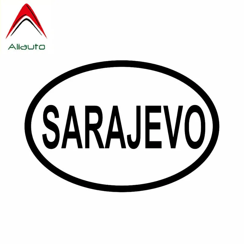 

Aliauto Personality Car Sticker Vinyl Waterproof Sunscreen Anti-UV Decal Sarajevo City Country Code Oval Black/Silver,14cm*9cm