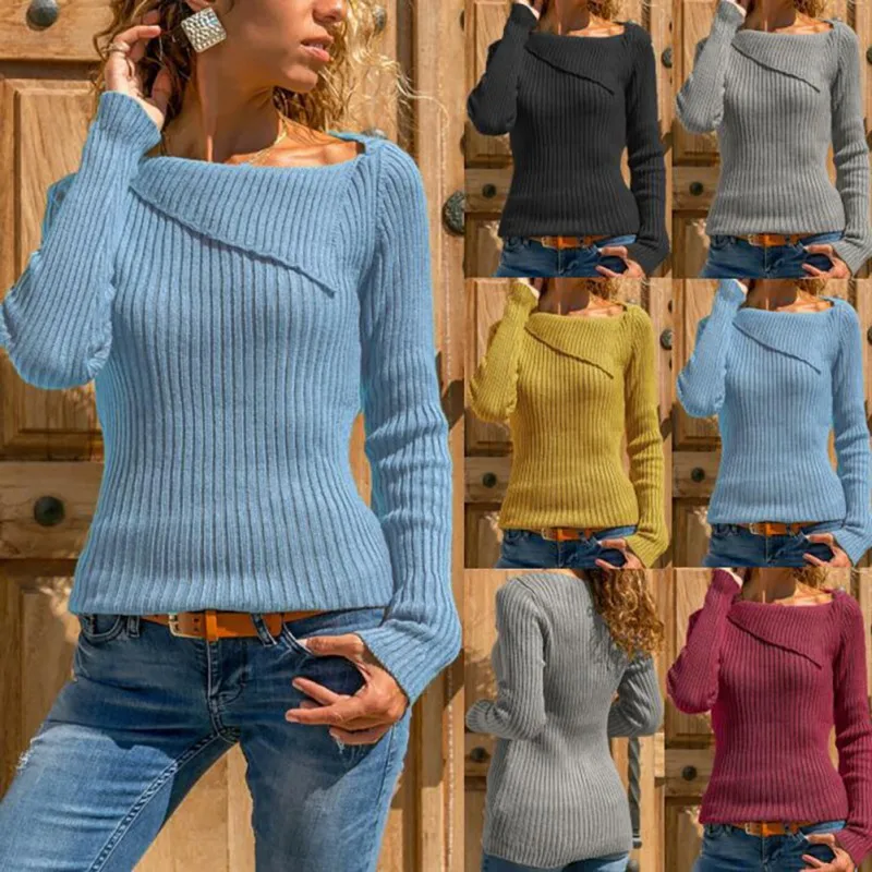 4 Colors Female Fashion Casual Irregular Lapel Long Sleeve Sweater Novel Chic Solid Color Women Knit Pullover Sweater
4 Colors Female Fashion Casual Irregular Lapel Long Sleeve Sweater Novel Chic Solid Color Women Knit Pullover Sweater