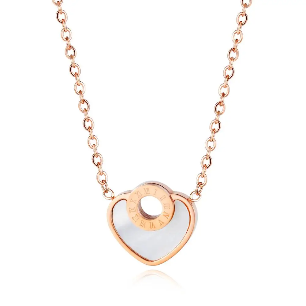 fashion white shell heart necklaces for women 2020 kpop rose gold stainless steel Roman numerals aesthetic pendant bff jewelry
fashion white shell heart necklaces for women 2020 kpop rose gold stainless steel Roman numerals aesthetic pendant bff jewelry