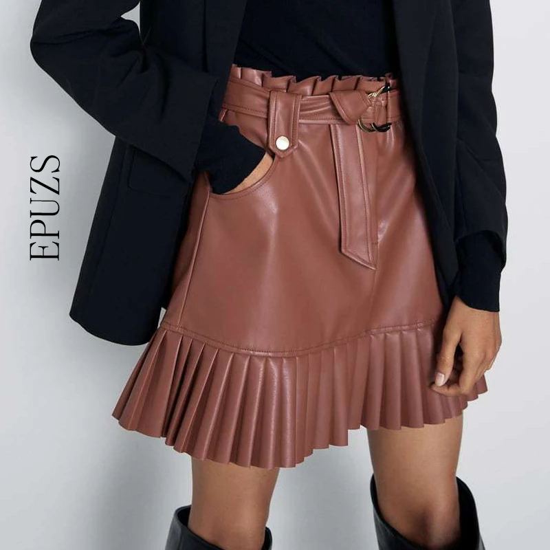 elegant pu leather skirt women Sexy mini skirt Streetwear high waist chic belt pleated skirt korean black skirt falda mujer
elegant pu leather skirt women Sexy mini skirt Streetwear high waist chic belt pleated skirt korean black skirt falda mujer