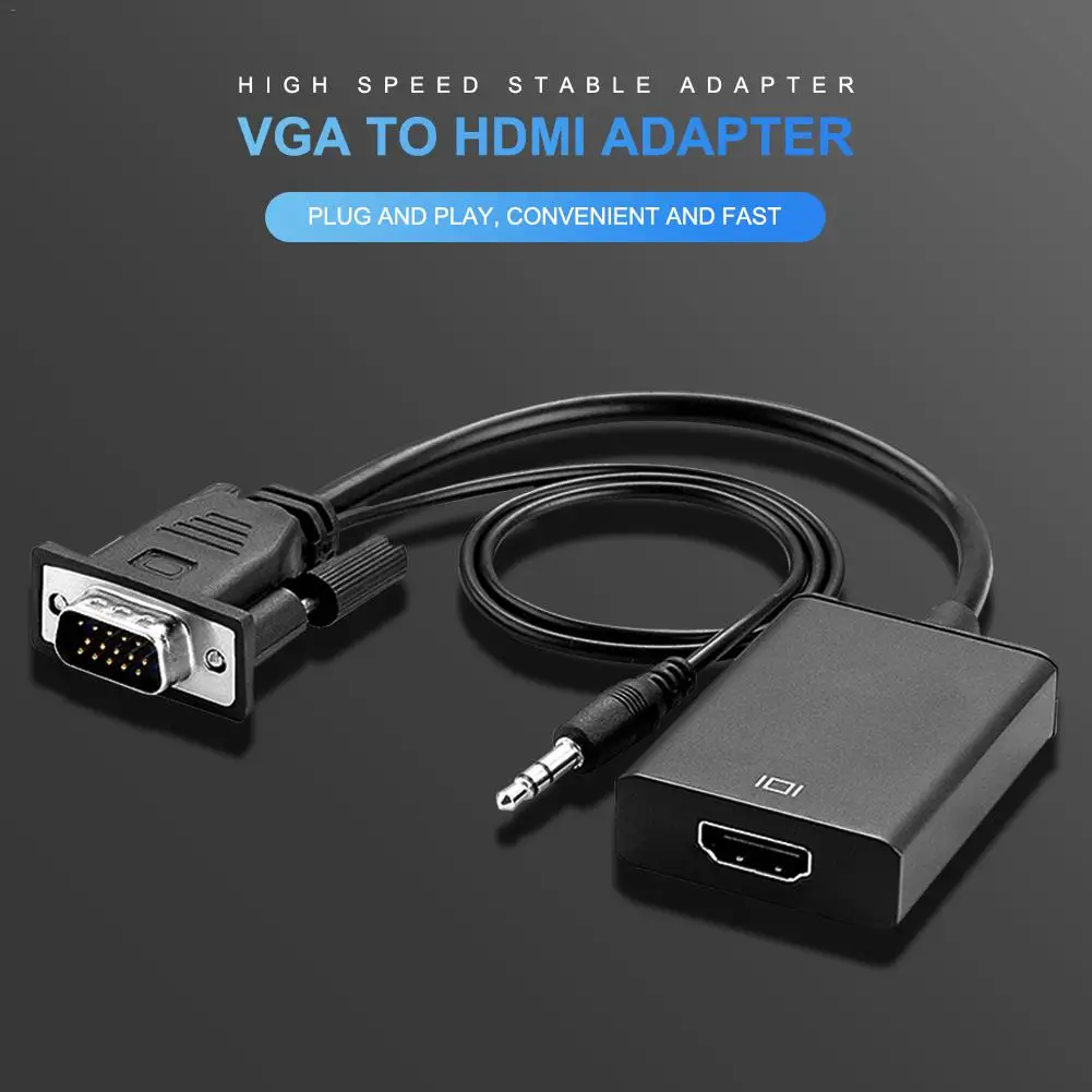 Преобразователь из VGA в HDMI высокоскоростной стабильный адаптер с аудио для