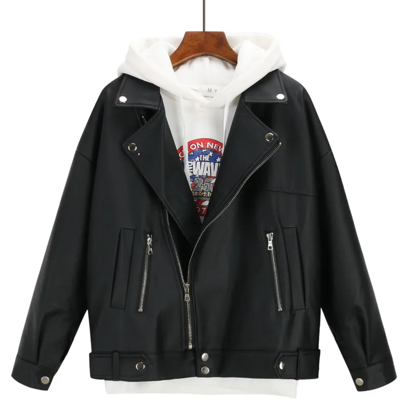 Women Spring Winter Pu Leather Jacket Oversized Korean Style Female Faux Leather Coat Motor Outwear Streetwear Jacket Black
Women Spring Winter Pu Leather Jacket Oversized Korean Style Female Faux Leather Coat Motor Outwear Streetwear Jacket Black