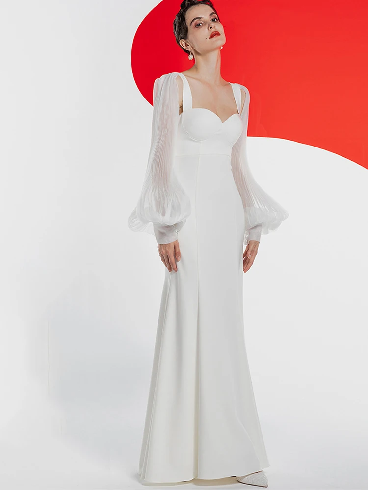 Women Formal Evening Dresses French Simple Solid Long Mermaid Prom Gown Long Sleeve High Waist Slim Banquet Party Dress
Women Formal Evening Dresses French Simple Solid Long Mermaid Prom Gown Long Sleeve High Waist Slim Banquet Party Dress