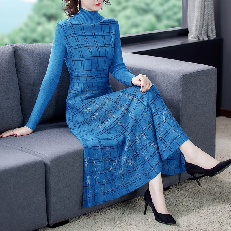 2020 New Autumn Winter Women Knitted Sweater Base Dress High Quality Runway Fashion Plaids Elegant Slim Long Dress
2020 New Autumn Winter Women Knitted Sweater Base Dress High Quality Runway Fashion Plaids Elegant Slim Long Dress