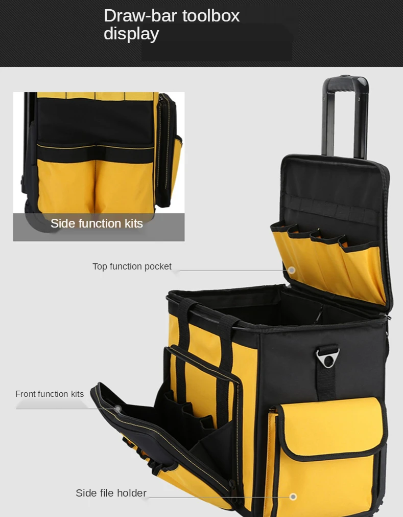Multifunctional Trolley Wheel Toolbox Roller Tool Trolley Case Large Capacity Thicken Wear-resistant Trolley Bag
Multifunctional Trolley Wheel Toolbox Roller Tool Trolley Case Large Capacity Thicken Wear-resistant Trolley Bag