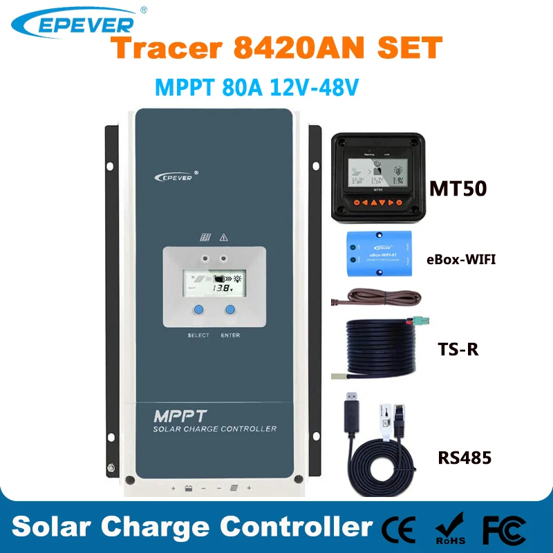 EPever MPPT 80A 200V Solar Panel Controller 12V 24v 36V 48V Auto Tracer8420A LCD Regulador Solar MPPT Charger RS485 WiFi MT50
EPever MPPT 80A 200V Solar Panel Controller 12V 24v 36V 48V Auto Tracer8420A LCD Regulador Solar MPPT Charger RS485 WiFi MT50