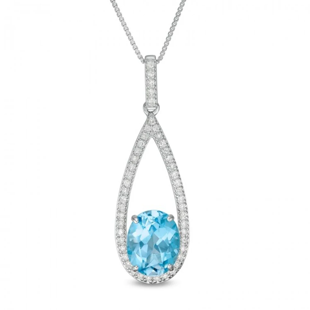 HESHI Marilyn Monroe Collection Oval Swiss Blue Topaz and Diamond Frame Teardrop Pendant in Sterling Silver
HESHI Marilyn Monroe Collection Oval Swiss Blue Topaz and Diamond Frame Teardrop Pendant in Sterling Silver