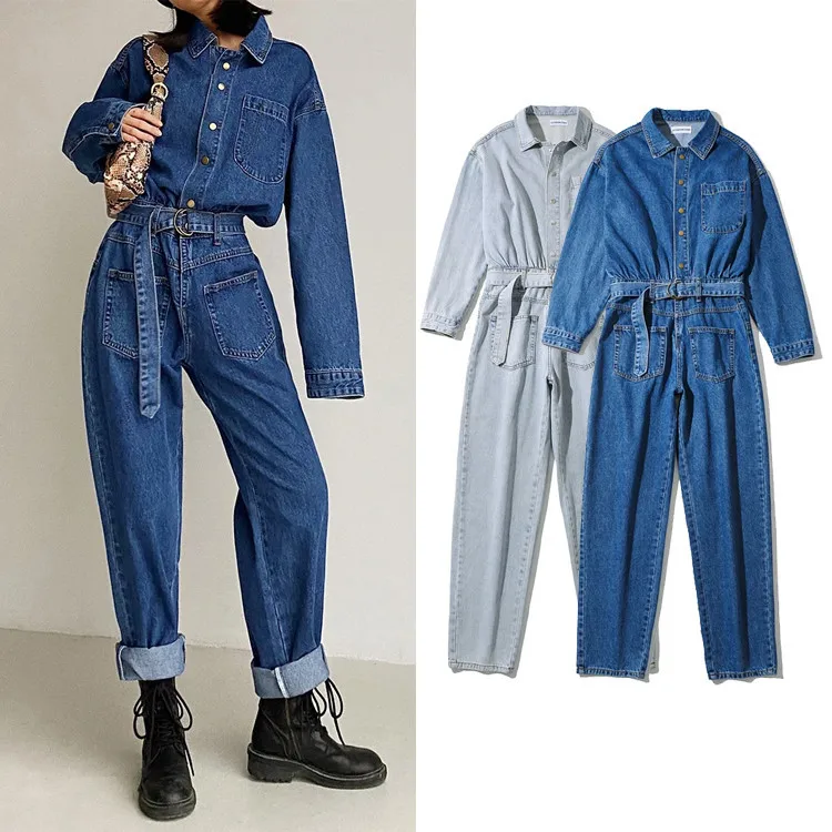 New women's pants casual jeans fashion splicing high waist slim long sleeve Jumpsuit
New women's pants casual jeans fashion splicing high waist slim long sleeve Jumpsuit