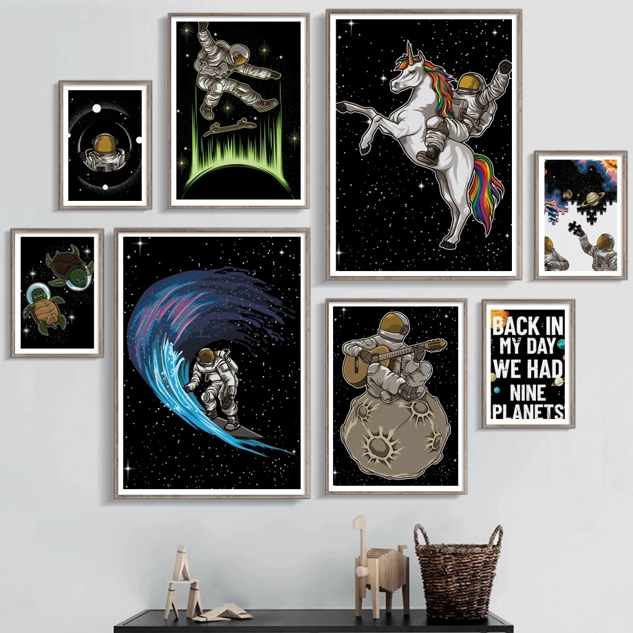 Cartoon Fantasy Starry Astronaut Canvas Painting Traveling In Space Creative Wallpaper Poster Print Art Picture Home Decor 
Cartoon Fantasy Starry Astronaut Canvas Painting Traveling In Space Creative Wallpaper Poster Print Art Picture Home Decor