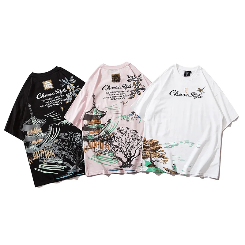 Chinese Style Retro Short Sleeve T-shirt Men Women Fashion Streetwear Landscape Painting Embroidery Print Tees Casual Loose Tops
Chinese Style Retro Short Sleeve T-shirt Men Women Fashion Streetwear Landscape Painting Embroidery Print Tees Casual Loose Tops