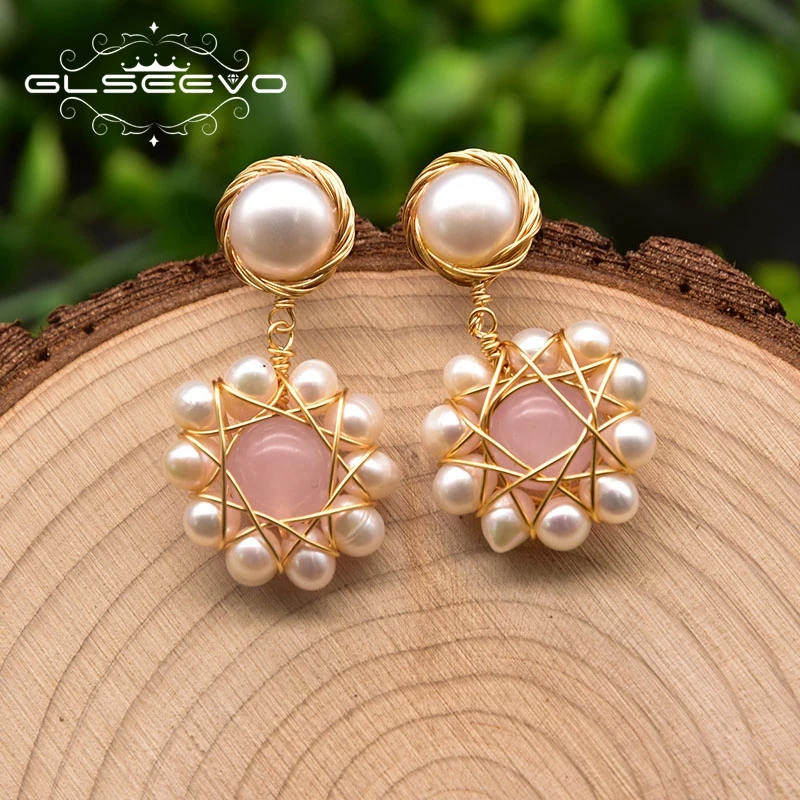 GLSEEVO New Arrival Natural Freshwater Pearl Drop Earrings For Women Wedding Fashion Pink Crystal Jewelry Wholesale GE0911A
GLSEEVO New Arrival Natural Freshwater Pearl Drop Earrings For Women Wedding Fashion Pink Crystal Jewelry Wholesale GE0911A
