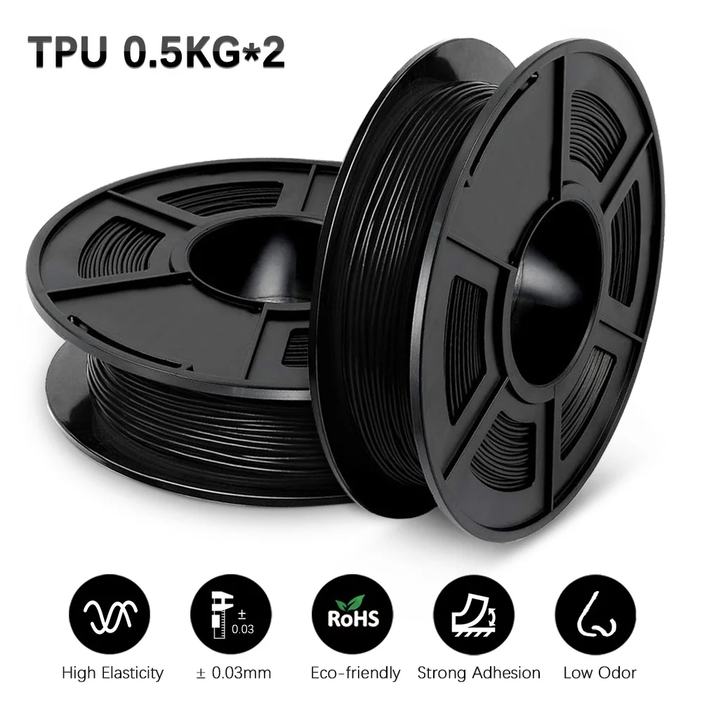 TPU Filament 3D Printer 0.5KG 2 Rolls 1.75MM 3D Printing Filament Good Aging Resistance Soft For Medical Supplies
TPU Filament 3D Printer 0.5KG 2 Rolls 1.75MM 3D Printing Filament Good Aging Resistance Soft For Medical Supplies