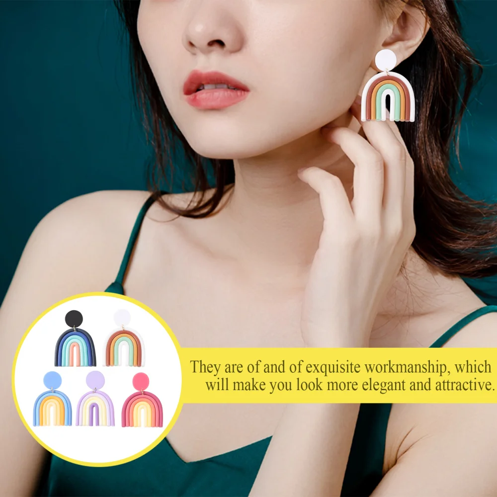 5 Pairs Clay Rainbow Ear Stud Creative Ear Drop Colorful Ear Jewelry 
5 Pairs Clay Rainbow Ear Stud Creative Ear Drop Colorful Ear Jewelry