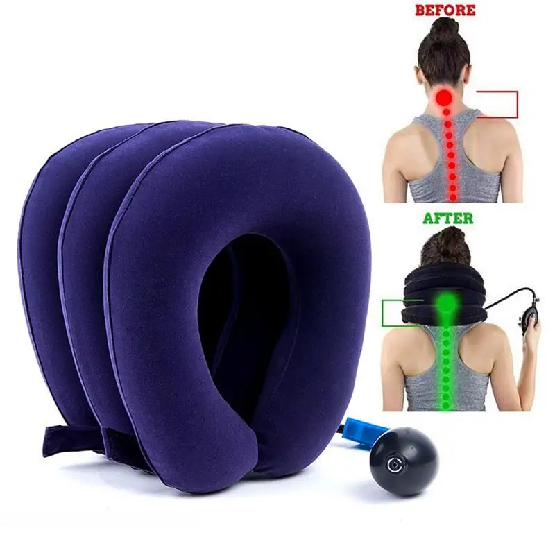 U Neck Pillow 3-layered Air Inflatable Vertebra Retractor Support Tractor Treatment Cervical Head Pain Traction | Дом и сад